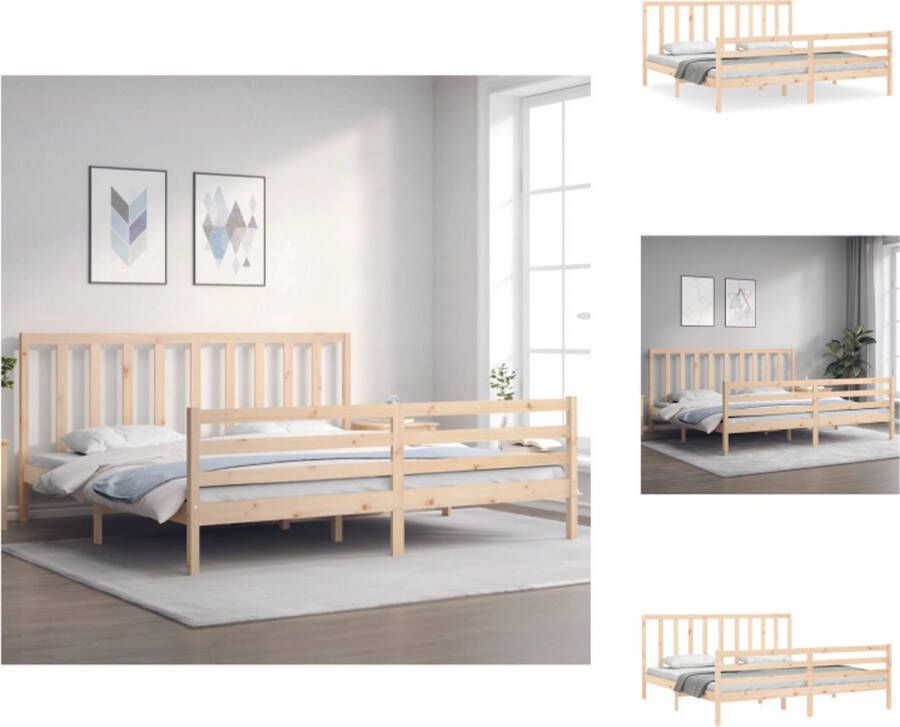 VidaXL Bedframe Massief Grenenhout Multiplex Lattenbodem 205.5 x 185.5 x 100 cm 180 x 200 cm (6FT Super King) Montage vereist Bed - Foto 3