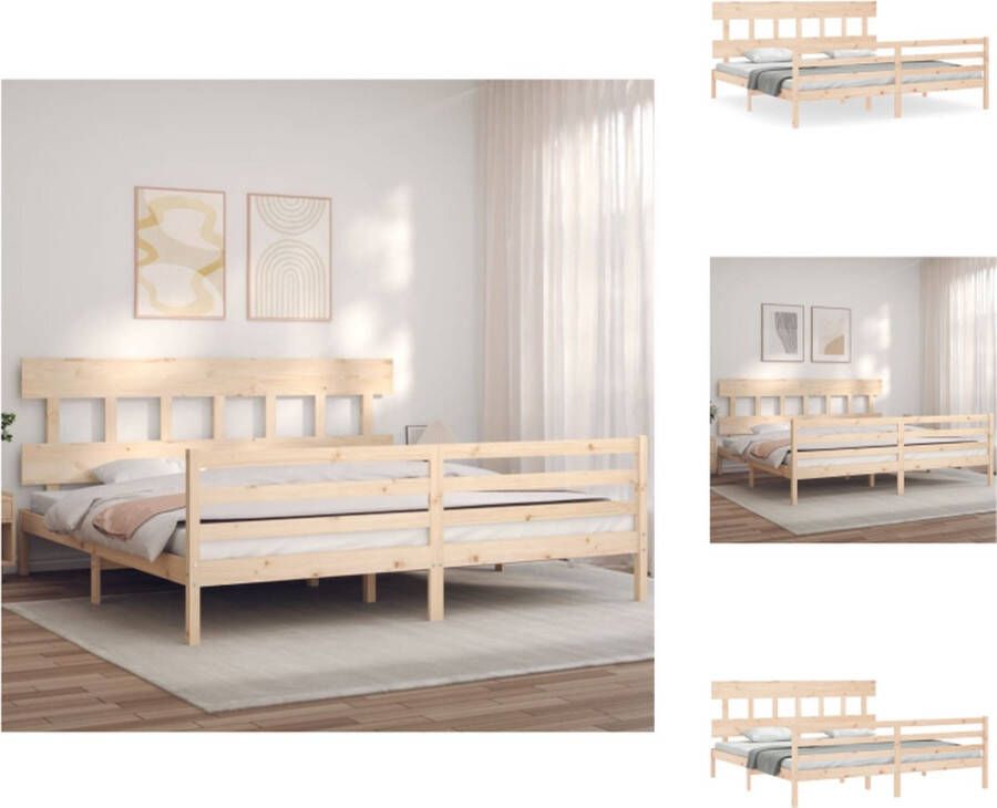 VidaXL Bedframe Massief Grenenhout Multiplex Lattenbodem Functioneel Hoofd- en Voeteneinde 205.5 x 185.5 x 81 cm Bed - Foto 6