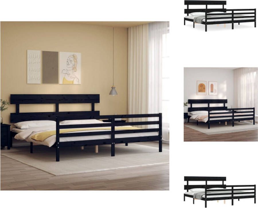 VidaXL Massief grenenhouten bedframe 205.5 x 185.5 x 81 cm Zwarte kleur Geschikt voor matras 180 x 200 cm Montage vereist Bed