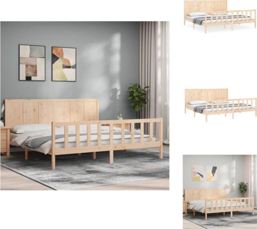 vidaXL Massief grenenhouten bedframe 205.5 x 205.5 x 100 cm Multiplex lattenbodem Bed