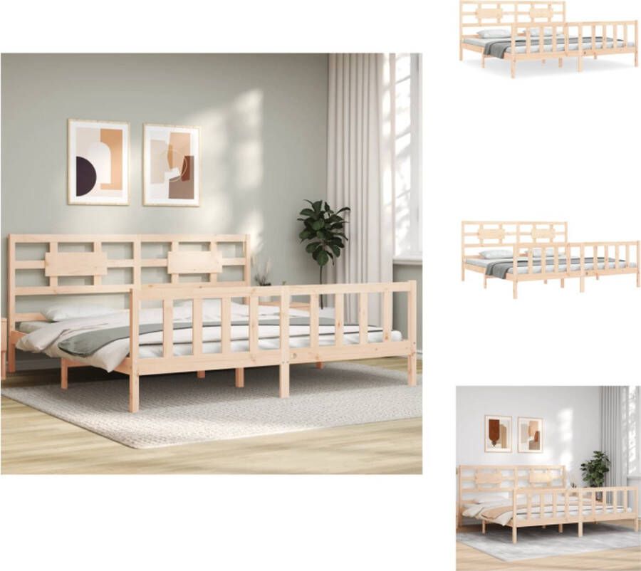 VidaXL Massief grenenhouten bedframe 205.5 x 205.5 x 100 cm multiplex lattenbodem Bed