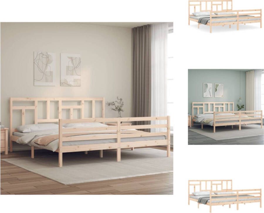 VidaXL Massief Grenenhouten Bedframe 205.5 x 205.5 x 100 cm Multiplex Lattenbodem Bed