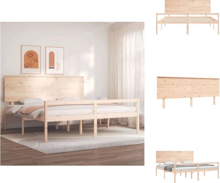 VidaXL Massief Grenenhouten Bedframe 205.5 x 205.5 x 82.5 cm Multiplex Lattenbodem Bed