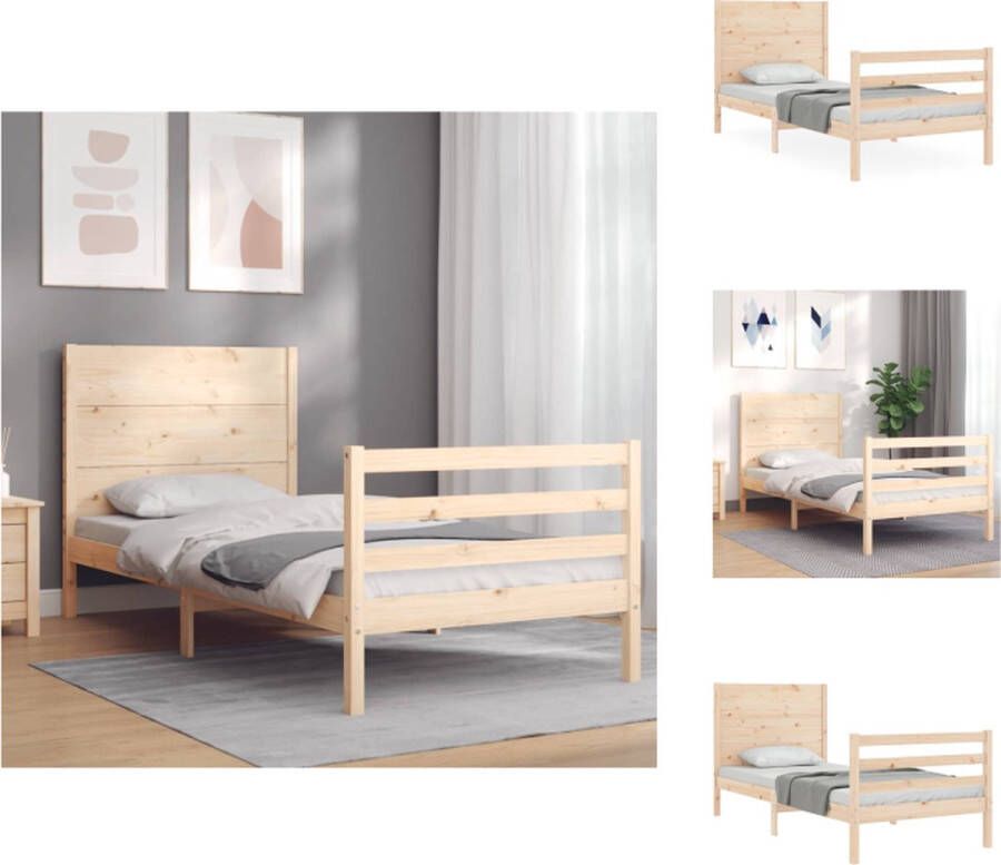 VidaXL Massief Grenenhouten Bedframe 205.5 x 95.5 x 100 cm Onbehandeld Multiplex Lattenbodem Montage vereist Bed