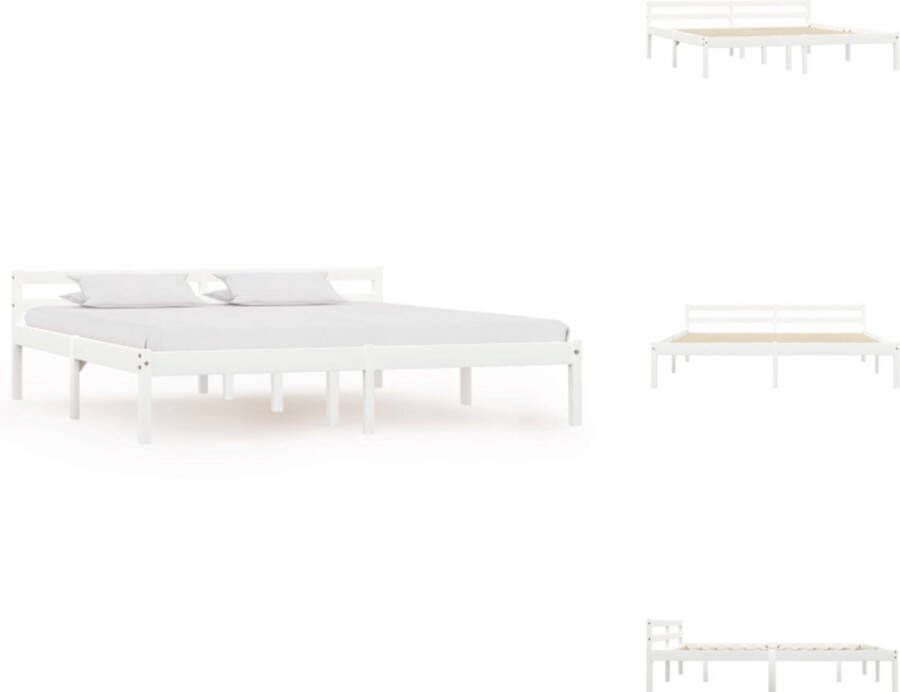 VidaXL massief grenenhouten bedframe 206 x 186 x 60 cm wit Bed