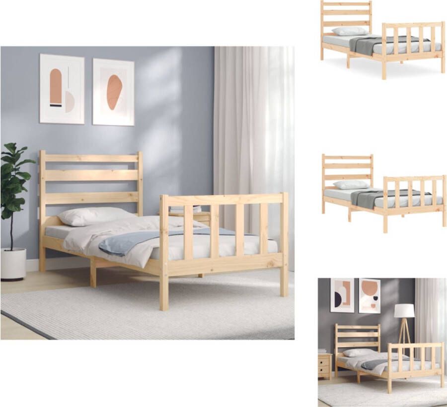 VidaXL Bedframe Bedframes Bed Eenpersoonsbed Bedframe zonder matras massief grenenhout 90x200 cm - Foto 2