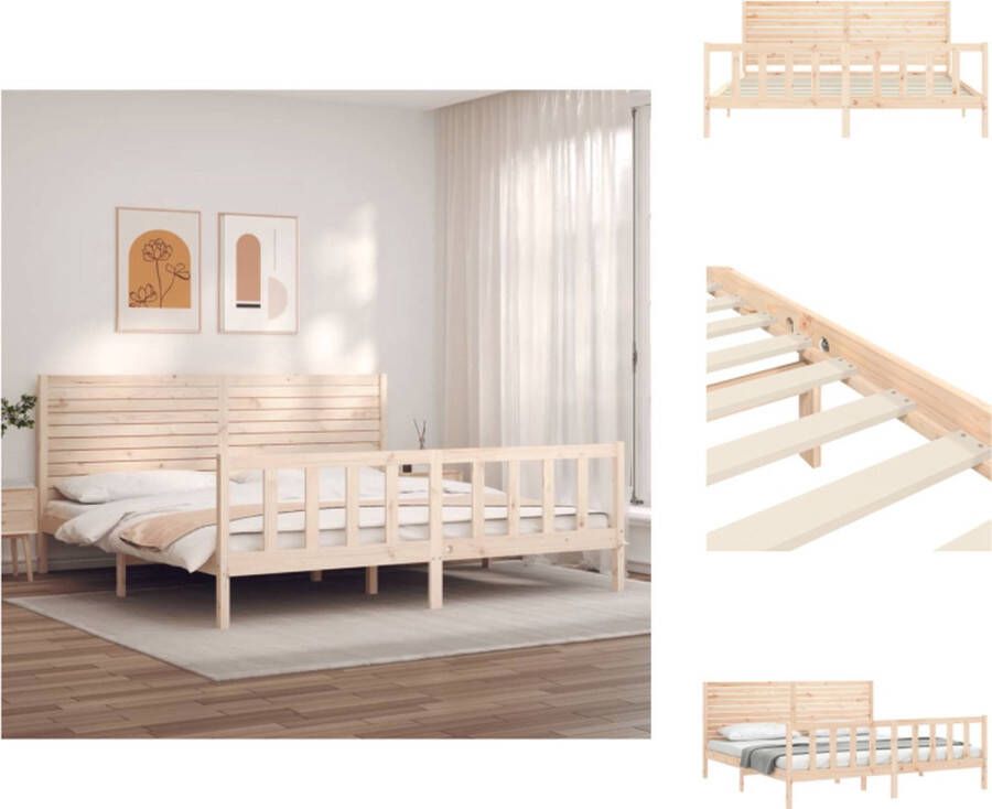 VidaXL Massief grenenhouten bedframe Functioneel Bed 205.5 x 205.5 x 100 cm Onbehandeld Bed