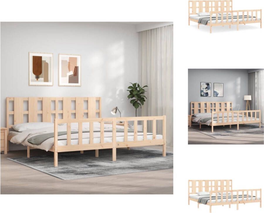 VidaXL Massief Grenenhouten Bedframe Functioneel Bed Afmeting- 205.5 x 205.5 x 100 cm Ken- Multiplex lattenbodem Bed