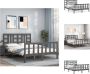 VidaXL Massief Grenenhouten Bedframe Grijs 205.5 x 155.5 x 100 cm Multiplex lattenbodem Bed - Thumbnail 2