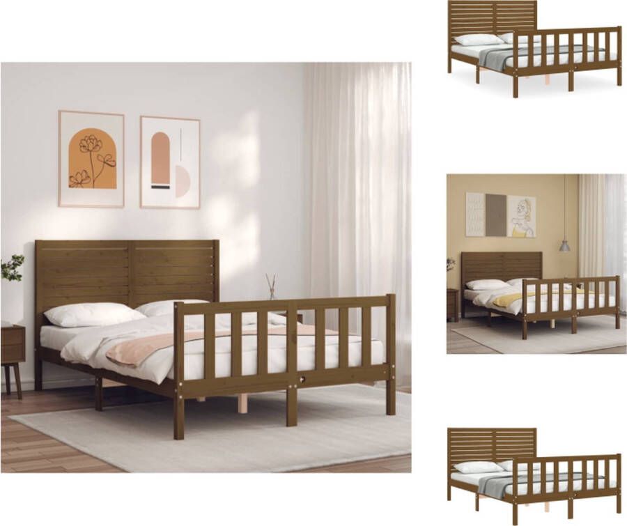 VidaXL Massief Grenenhouten Bedframe Honey Brown 205.5 x 125.5 x 100 cm (LxBxH) Bed