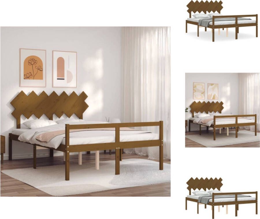 VidaXL Massief Grenenhouten Bedframe Honey Brown 205.5 x 145.5 x 80.5 cm Functioneel hoofd- en voeteneinde Bed - Foto 1