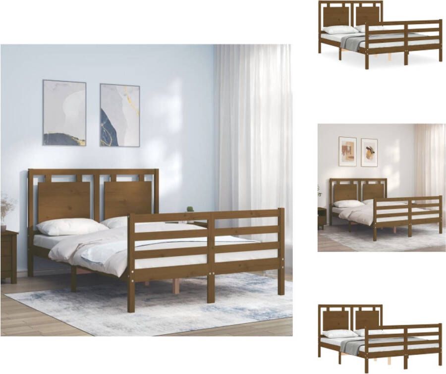 VidaXL Massief Grenenhouten Bedframe Honingbruin 205.5 x 145.5 x 100 cm (L x B x H) Bed - Foto 2