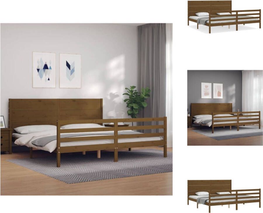 VidaXL Massief grenenhouten bedframe Honingbruin 205.5 x 205.5 x 100 cm (L x B x H) Bed