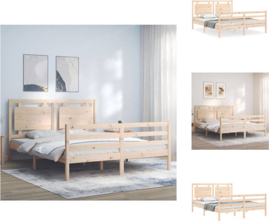 VidaXL Massief grenenhouten bedframe Houten bed 205.5 x 155.5 x 100 cm 150 x 200 cm (5FT King Size) Multiplex lattenbodem Montage vereist Bed - Foto 1