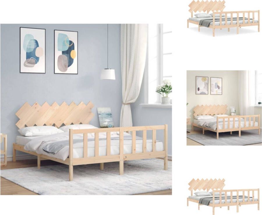 VidaXL Massief Grenenhouten Bedframe King Size Functioneel hoofd- en voeteneinde Bed