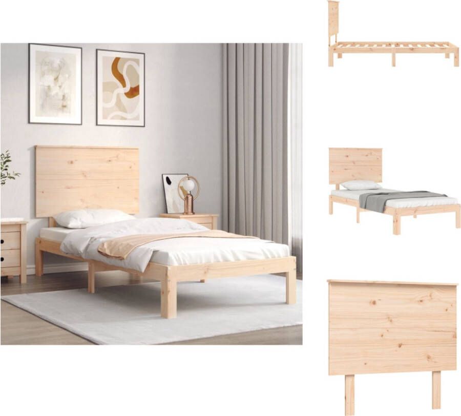 VidaXL Massief grenenhouten bedframe Multiplex lattenbodem 193.5 x 78.5 x 82.5 cm Onbehandeld Bed