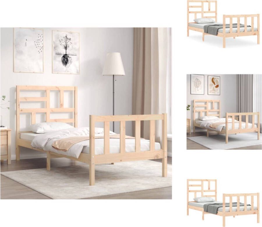 vidaXL Massief Grenenhouten Bedframe Nvt Bedframes 205.5 x 95.5 x 104 cm Inclusief Multiplex Lattenbodem Bed