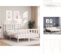 VidaXL Massief Grenenhouten Bedframe Wit 195.5 x 125.5 x 100 cm Multiplex Lattenbodem Bed - Thumbnail 2