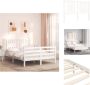 VidaXL Massief Grenenhouten Bedframe Wit 195.5 x 125.5 x 100 cm Multiplex lattenbodem Bed - Thumbnail 1