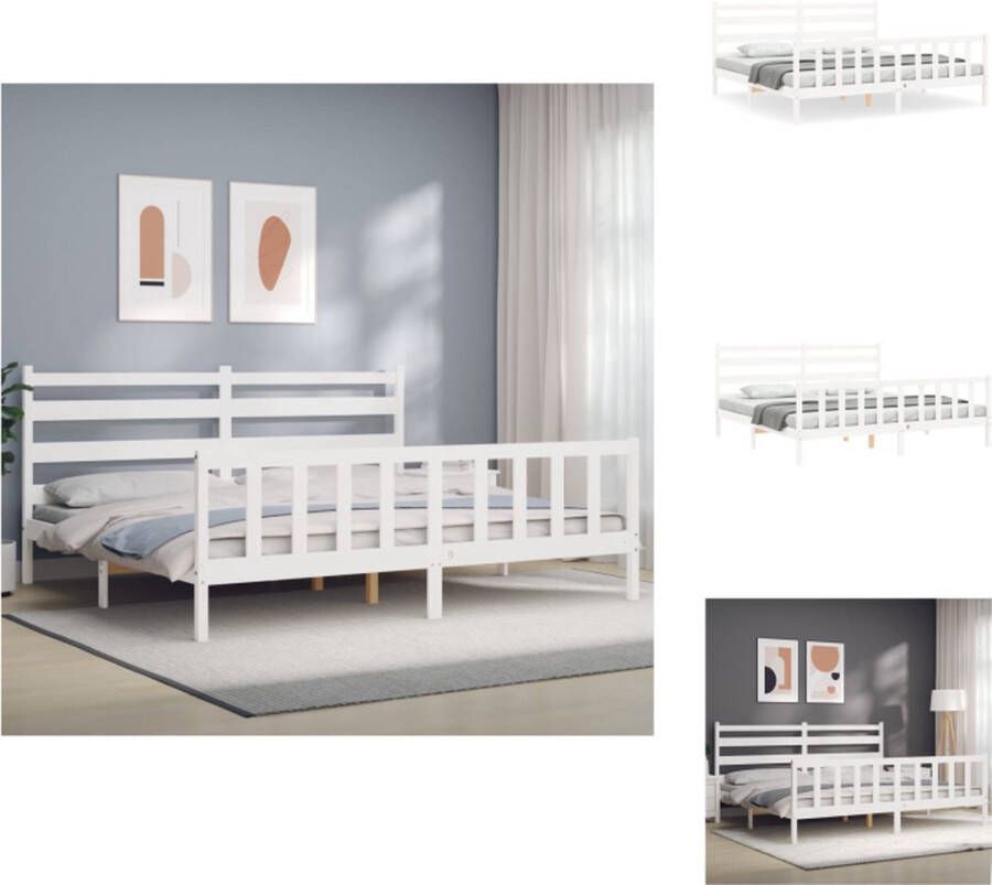 VidaXL Massief Grenenhouten Bedframe Wit 206 x 205.5 x 100 cm Multiplex lattenbodem Bed