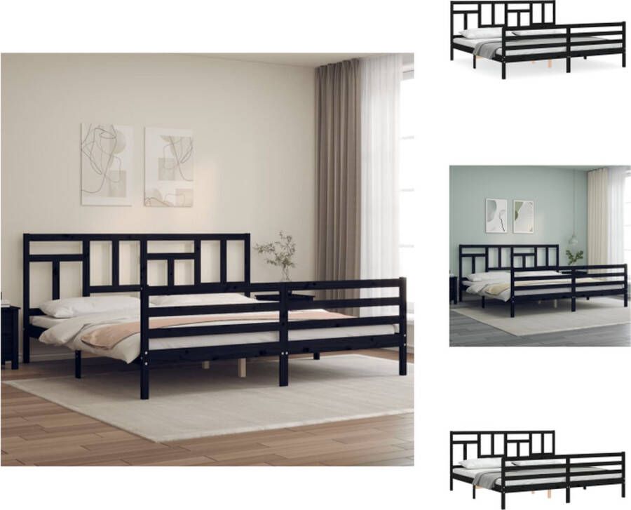 VidaXL Massief grenenhouten bedframe Zwart 205.5 x 205.5 x 100 cm (L x B x H) Multiplex lattenbodem Bed - Foto 3