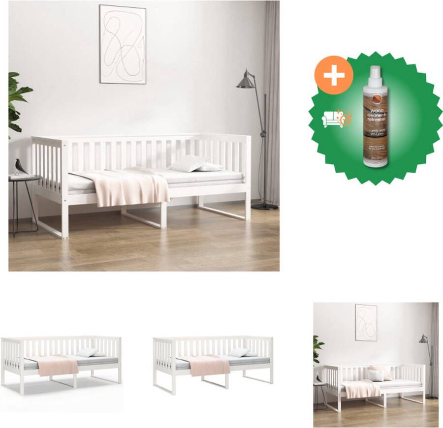 VidaXL Massief Grenenhouten Slaapbank 197 x 96 x 89.5 cm Wit Bed Inclusief Houtreiniger en verfrisser