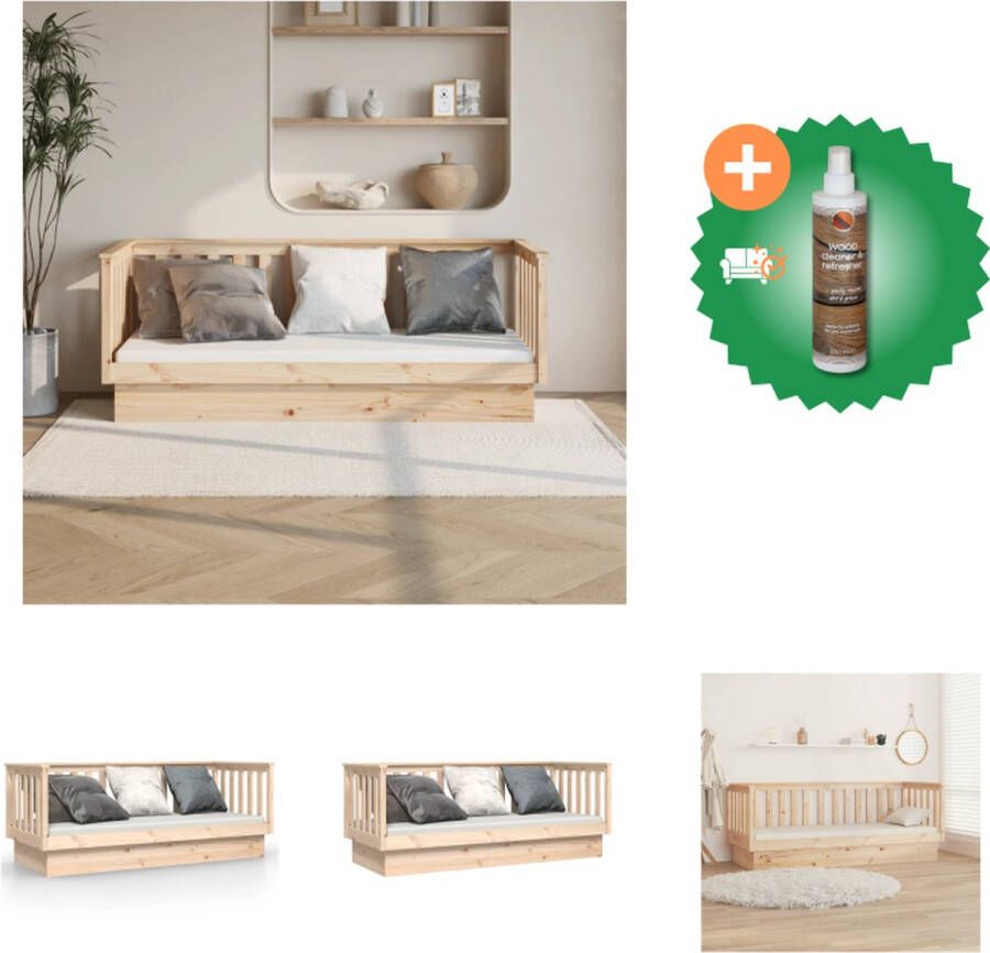 VidaXL Massief Grenenhouten Slaapbank 197.5 x 82 x 76 cm 3-zijdig bedhek Bed Inclusief Houtreiniger en verfrisser - Foto 2