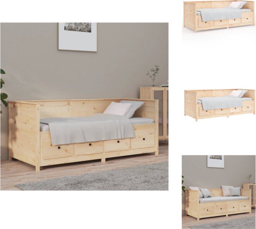 VidaXL Massief Grenenhouten Slaapbank 197.5 x 97 x 80 cm Lades Onbehandeld massief grenenhout Bed - Foto 2