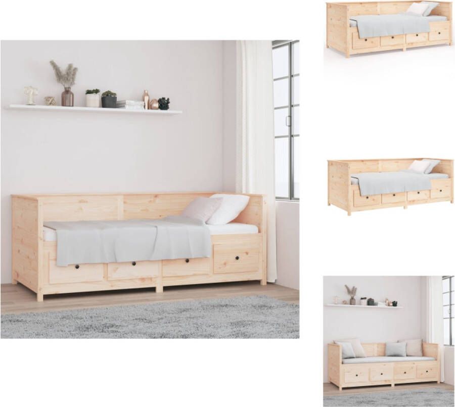 VidaXL Massief Grenenhouten Slaapbank 207.5 x 97 x 80 cm Inclusief Opbergruimte Bed