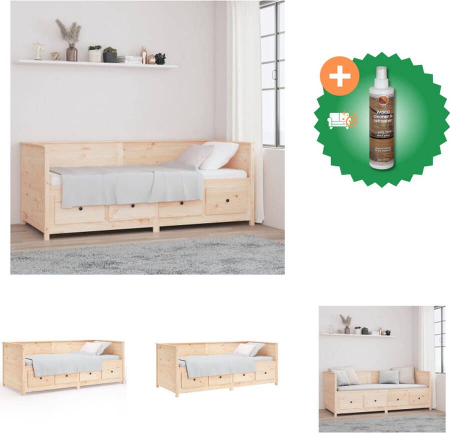VidaXL Slaapbank Logeerbed Grenenhout 3-zijdig bedhek Gelat ontwerp Veelzijdig Extra opbergruimte 203.5 x 96 x 68.5 cm Geschikte matras- 90 x 200 cm Bed Inclusief Houtreiniger en verfrisser - Foto 2