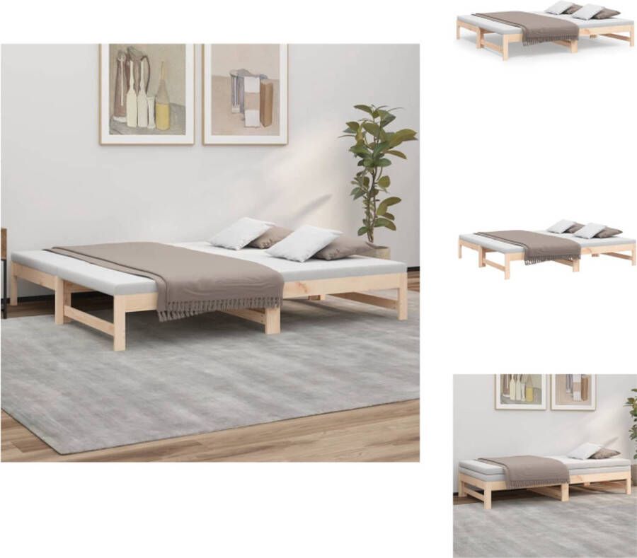 VidaXL Massief grenenhouten slaapbank Uitschuifbaar Gelat ontwerp Eenvoudig gebruik Afmetingen- 195.5x179x30 cm (LxBxH) Geschikte matras- 90x190 cm Bed