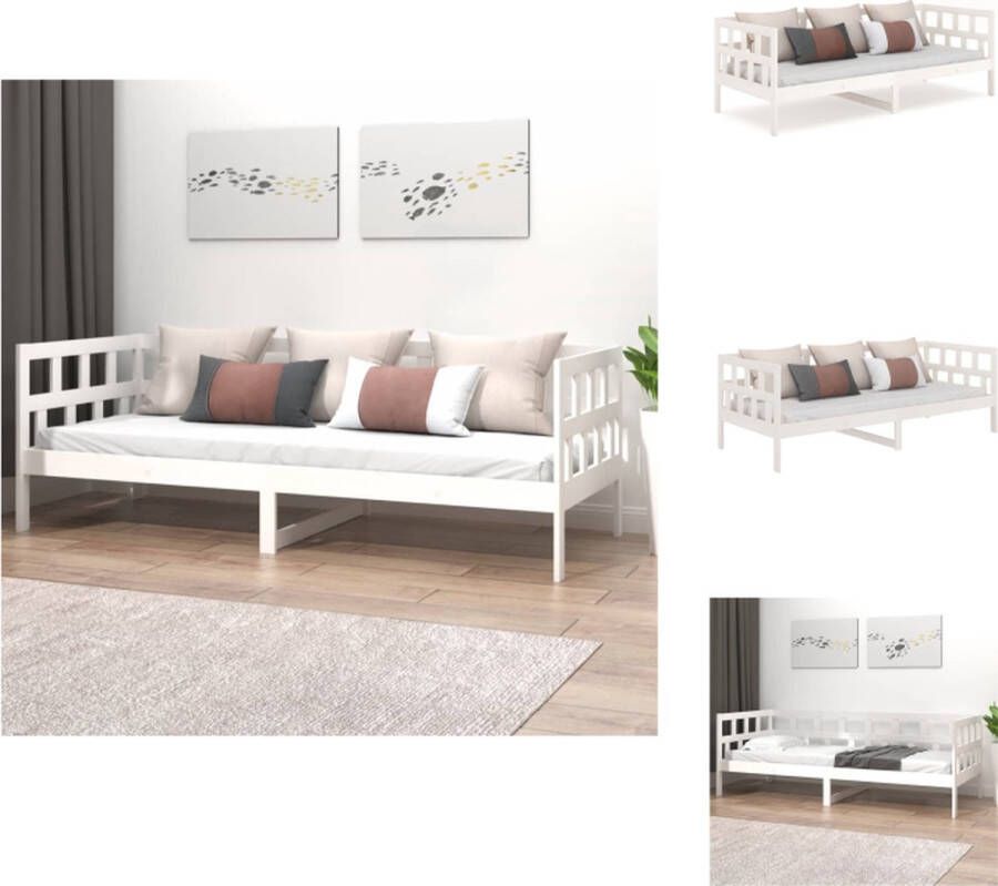 The Living Store Slaapbank massief grenenhout wit 80x200 cm Slaapbank Slaapbanken Bedbank Bed Bedframe Houten Bedframe Bedbodem Logeerbed Slaapmeubel Ledikant Bedbanken - Foto 2