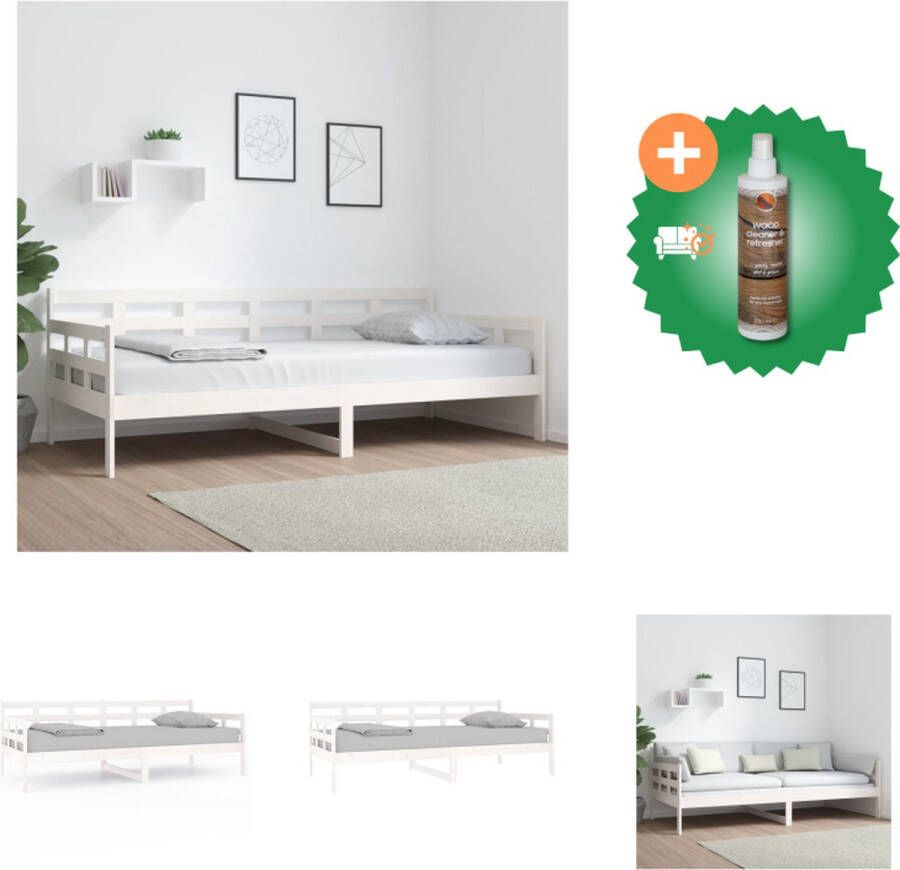 VidaXL Houten Slaapbank Logeerbed en Bank Wit 203.5 x 96.5 x 66 cm Geschikt voor 90 x 200 cm Matras Montage vereist Bed Inclusief Houtreiniger en verfrisser