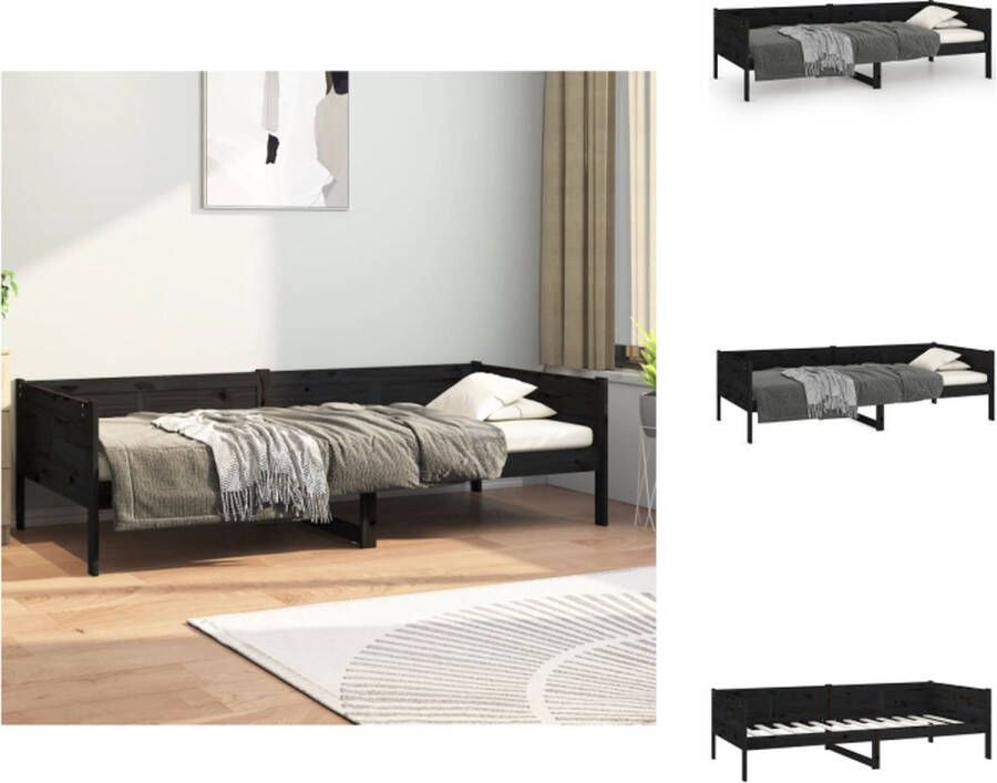 VidaXL massief grenenhouten slaapbank zwart 193.5 x 96.5 x 56.5 cm geschikt voor 90 x 190 cm matras stevige lattenbodem Bed