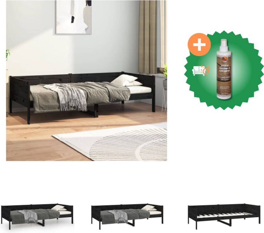 VidaXL massief grenenhouten slaapbank zwart 193.5 x 96.5 x 56.5 cm geschikt voor 90 x 190 cm matras stevige lattenbodem Bed Inclusief Houtreiniger en verfrisser - Foto 2