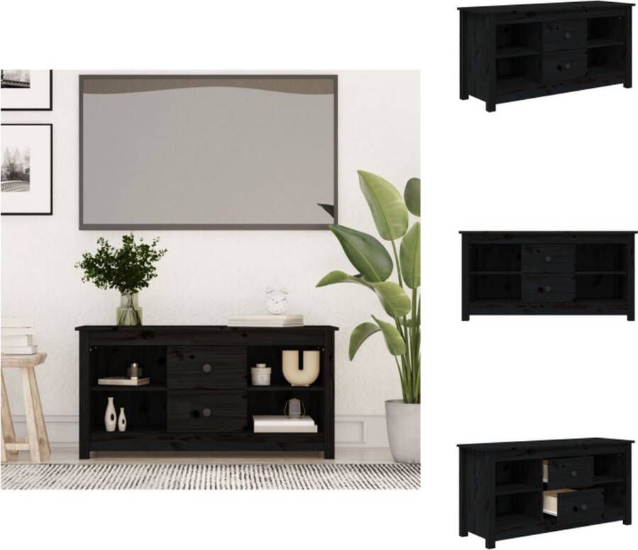 VidaXL Tv-kast Tv-kasten Tv-meubel Hifi-meubel Tv-meubel 103x36 5x52 cm massief grenenhout zwart