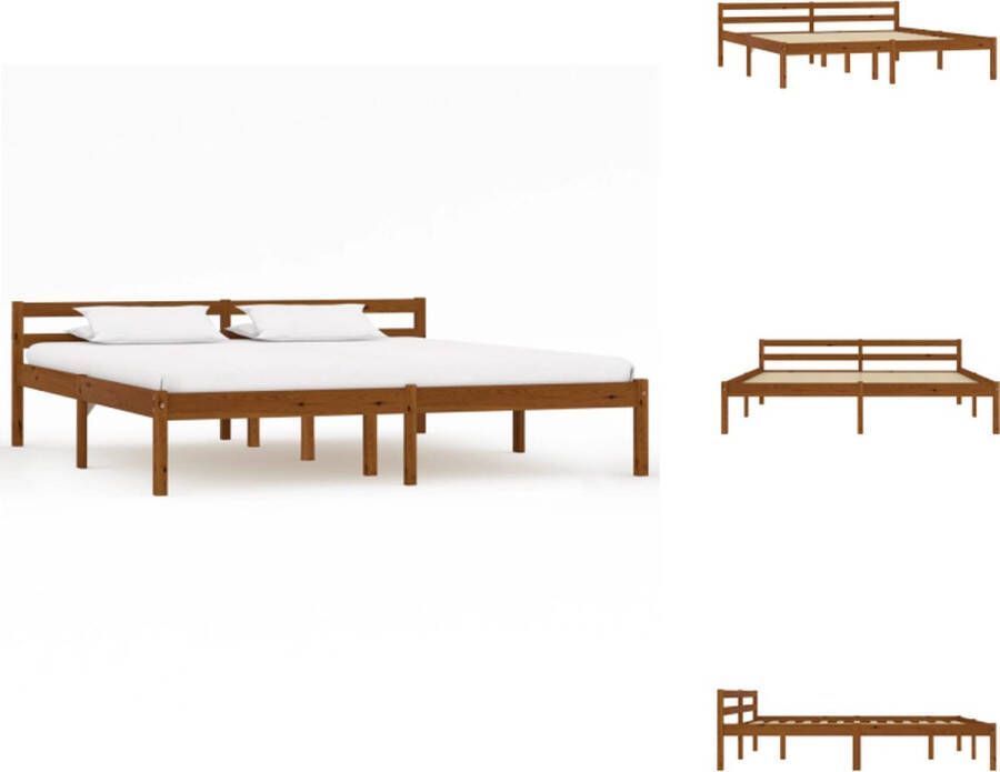 vidaXL Massief Houten Bedframe 160x200 cm Honingbruin Bed