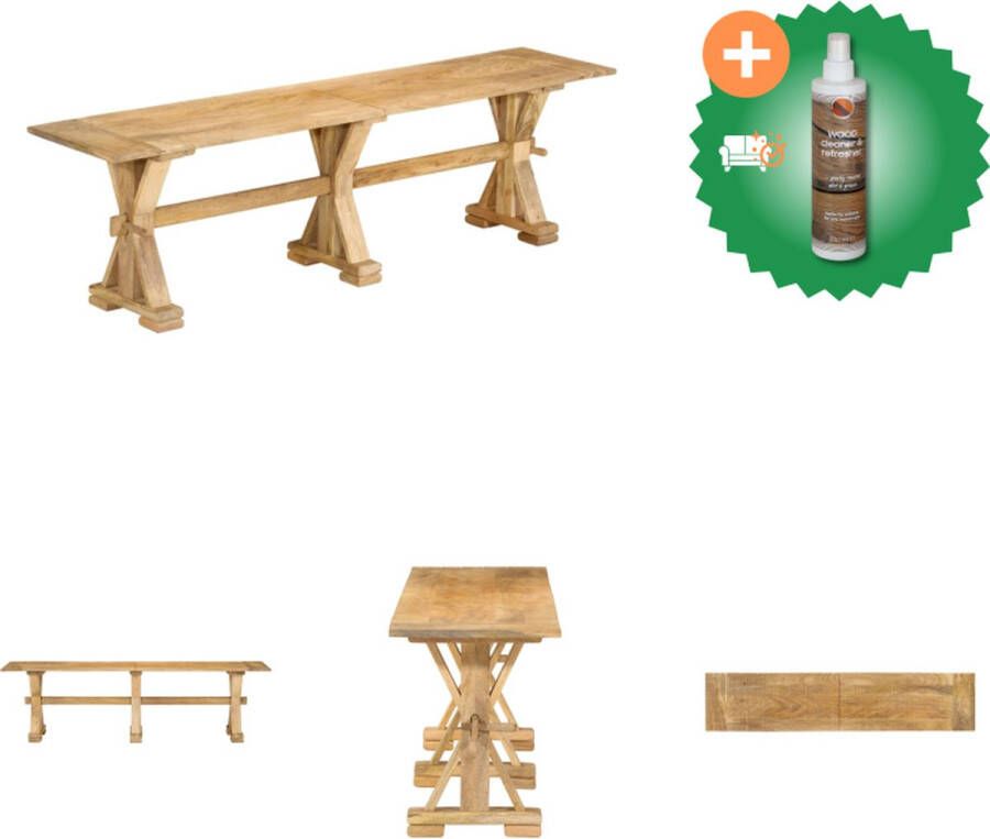 VidaXL Massief Mangohouten Bank Woonkamer Hal 160x35x45cm Duurzaam materiaal Bank Inclusief Houtreiniger en verfrisser