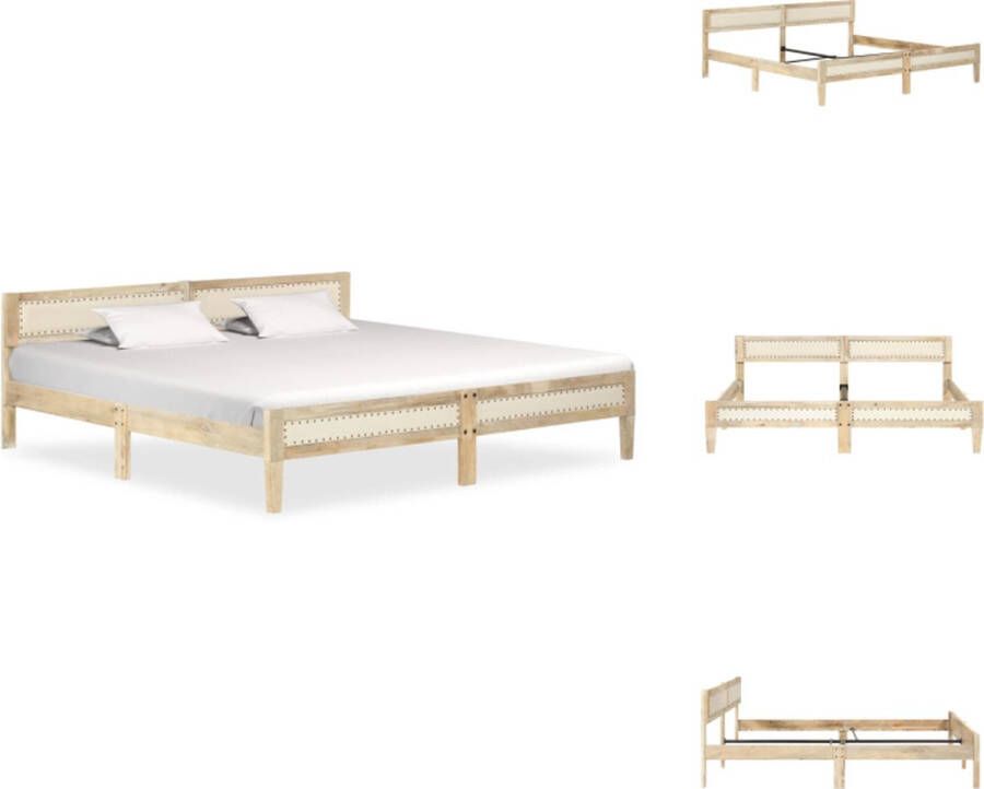 VidaXL Massief Mangohouten Bedframe Klassieke Uitstraling Bedframes 205 x 205 x 73 cm Ken- Naturel afwerking Bed - Foto 2
