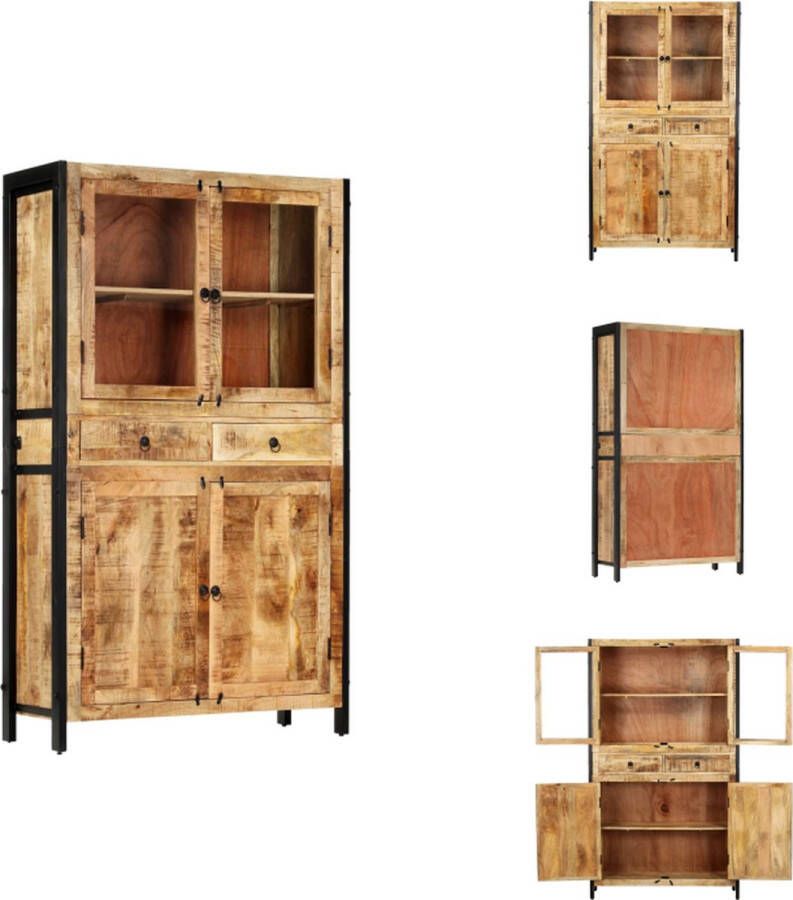 VidaXL Massief mangohouten kast Opbergkast 100x40x175 cm Rustieke industriële stijl Keukenkast