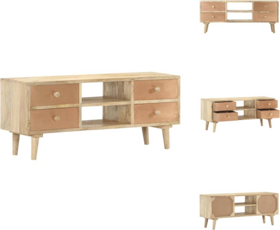 VidaXL Tv-kast Tv-kasten Televisiekast Televisiekasten Tv-meubel 110x30x45 cm massief mangohout - Foto 2