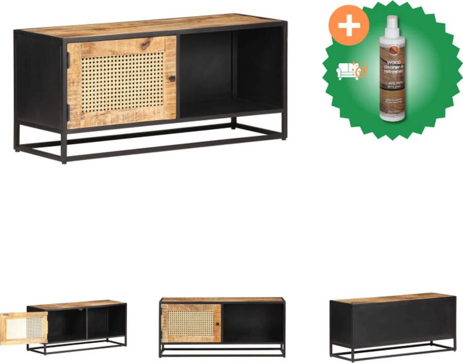 VidaXL Massief mangohouten TV-meubel Hifi-kast 90 x 30 x 40 cm Rustieke charme Kast Inclusief Houtreiniger en verfrisser