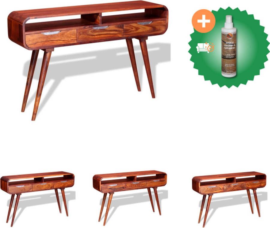 VidaXL Massief Sheeshamhout Wandtafel 120 x 30 x 75 cm Bruin Tafel Inclusief Houtreiniger en verfrisser