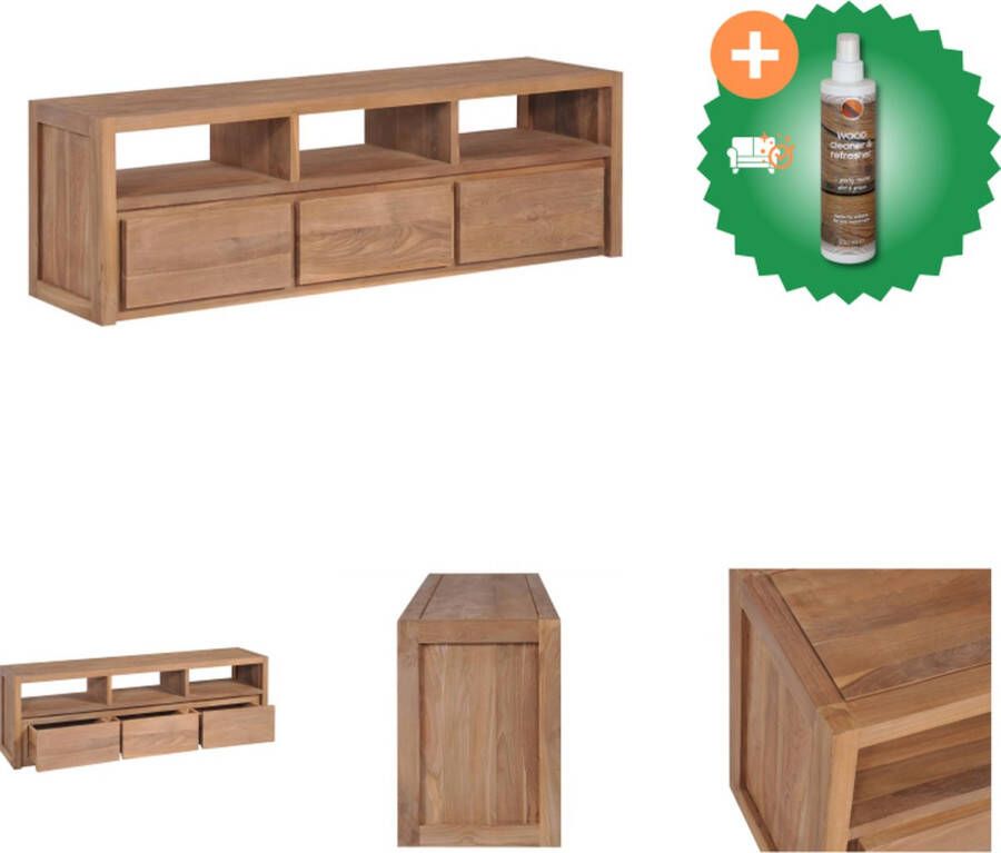VidaXL Tv-meubel 120x30x40 cm teakhout met natuurlijke afwerking Kast Inclusief Houtreiniger en verfrisser