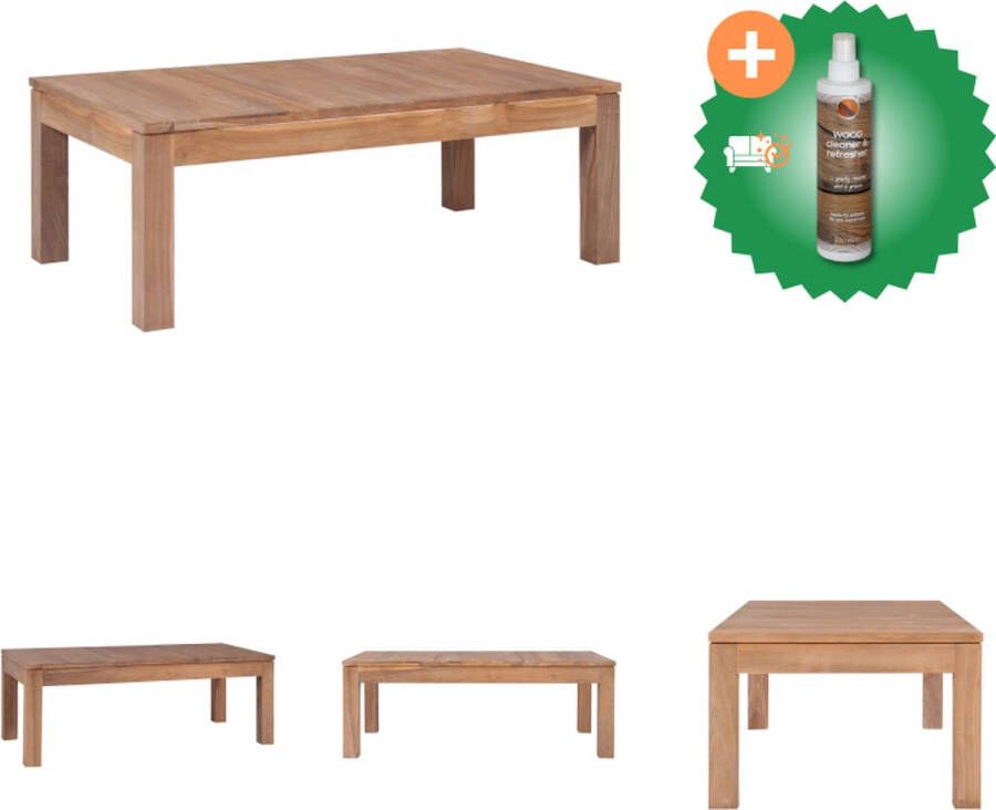 VidaXL Salontafel 110x60x40 cm teakhout met natuurlijke afwerking Tafel Inclusief Houtreiniger en verfrisser