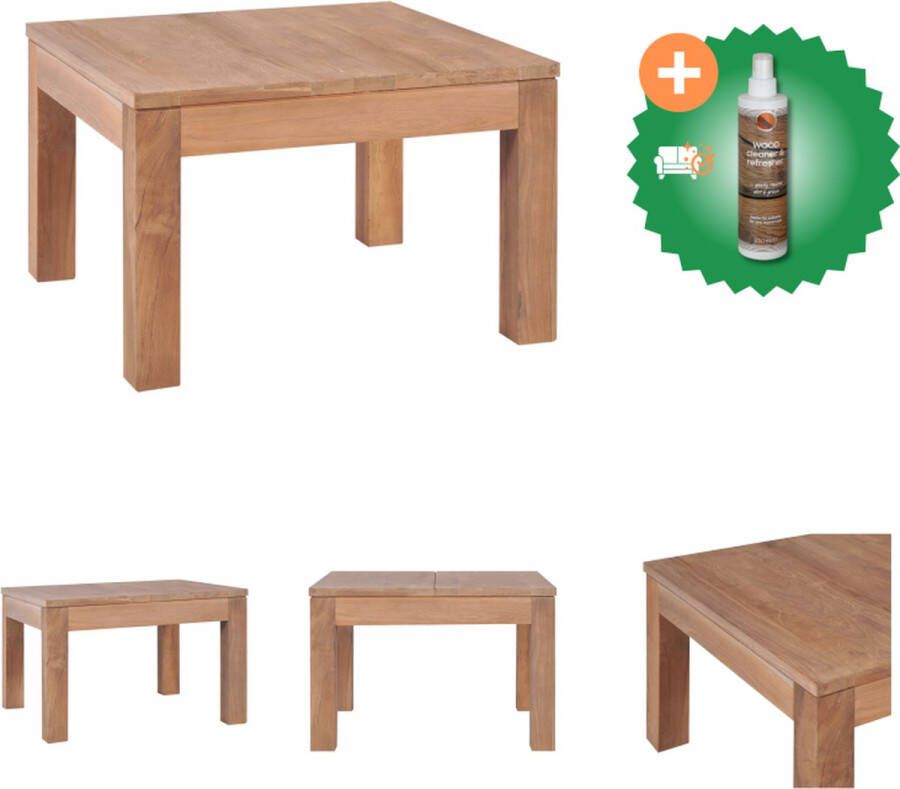 VidaXL Massief Teakhouten Salontafel 60 x 60 x 40 cm Rustieke stijl Tafel Inclusief Houtreiniger en verfrisser