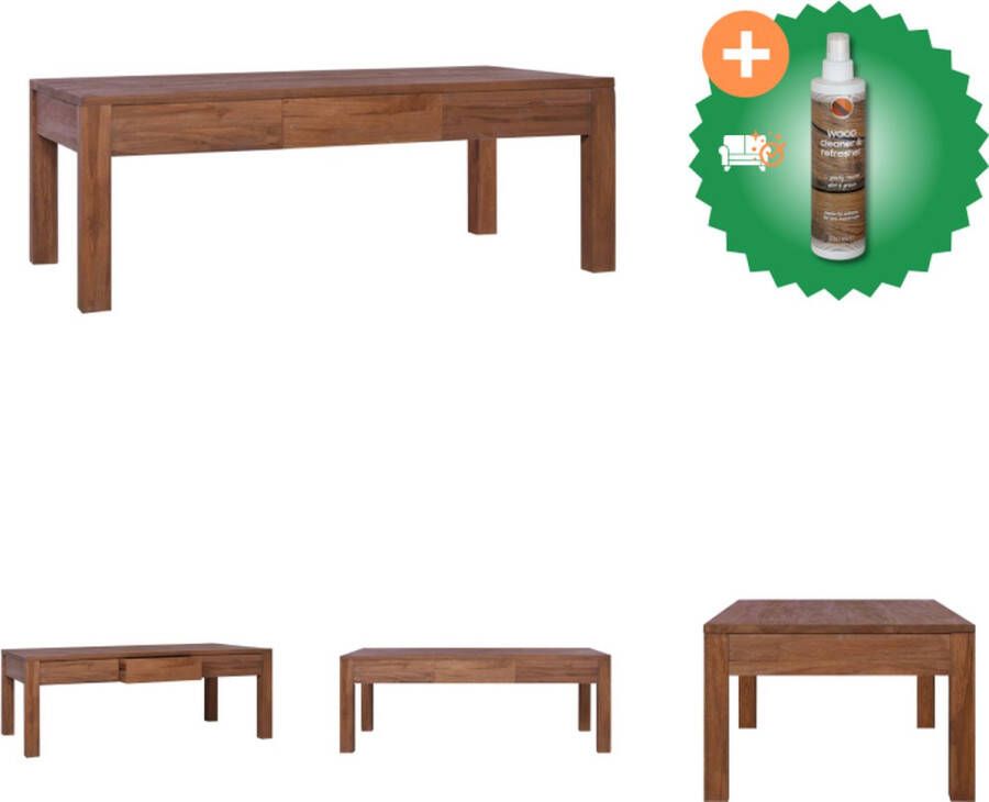 VidaXL Massief Teakhouten Salontafel Koloniale stijl 110 x 60 x 40 cm Met lade Tafel Inclusief Houtreiniger en verfrisser