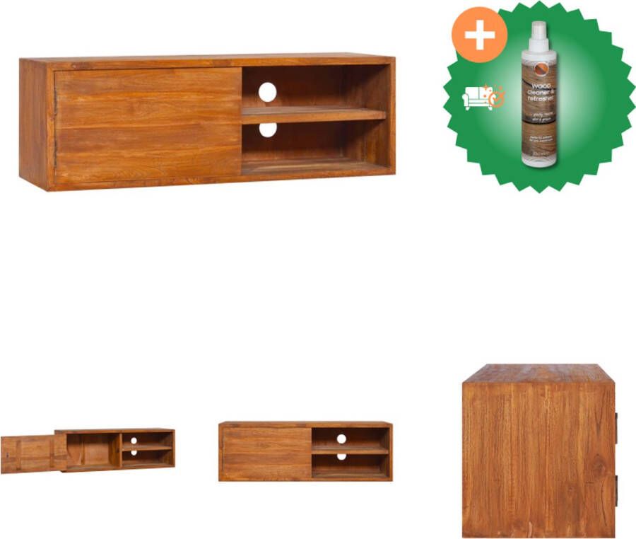 VidaXL Massief Teakhouten Tv-meubel 90 x 30 x 30 cm Koloniale stijl Materiaal- Teakhout Kast Inclusief Houtreiniger en verfrisser