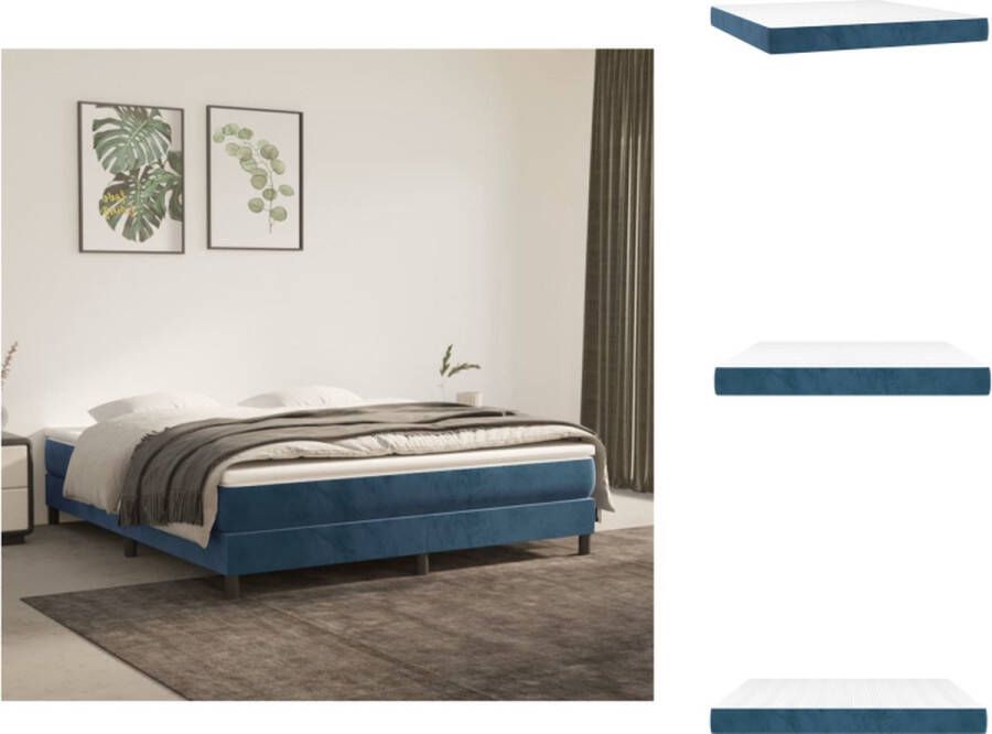 VidaXL Pocketveringmatras Pocketveringmatrassen Matras Pocketvering Matras Pocketveringmatras 180x200x20 cm fluweel donkerblauw - Foto 3