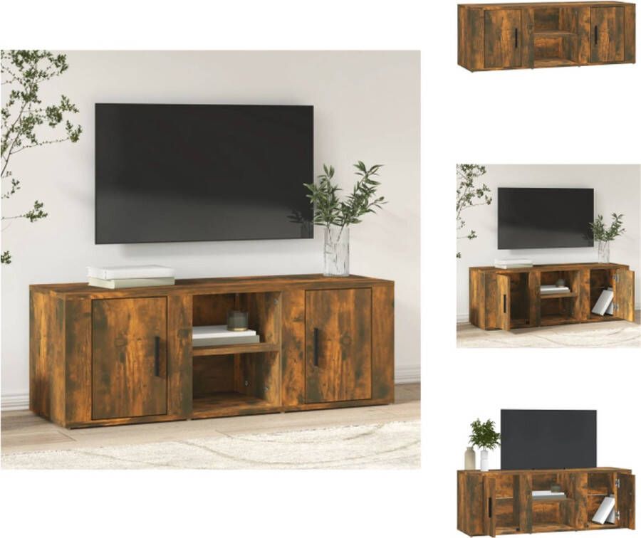 VidaXL Mediakast Gerookt Eiken 100x31.5x35 cm Stevig Hout Met Opbergruimte Kast